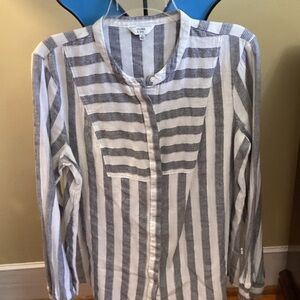 Crown & Ivy Navy and White Striped Blouse